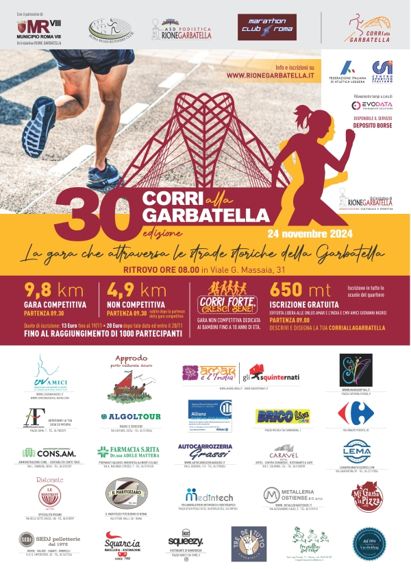 Corri alla Garbatella 2024: locandina e regolamento